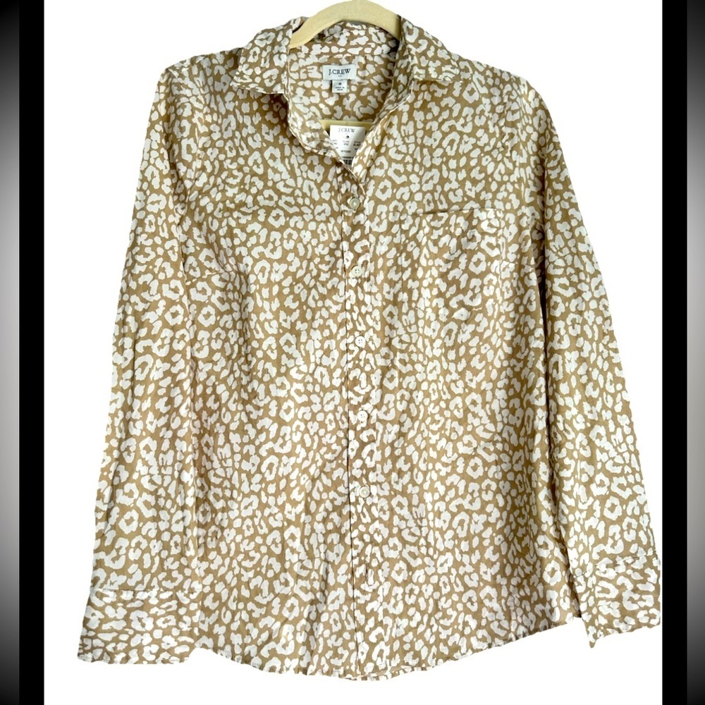 J. Crew Women's Tan Animal Print Top NEW WITH TAGS Sz S